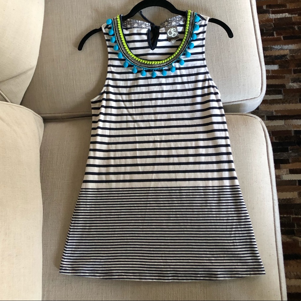 Anthropologie Stripe PomPom Tank, P